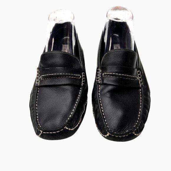 Steve Madden Mens 9.5M Classic Old Money Black Leather...